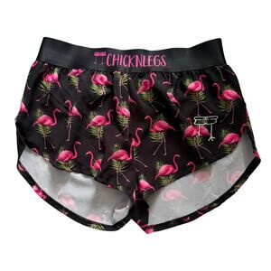 ChickNLegs Athletic Shorts Women’s Size M Black/Pink Flamingo Graphic